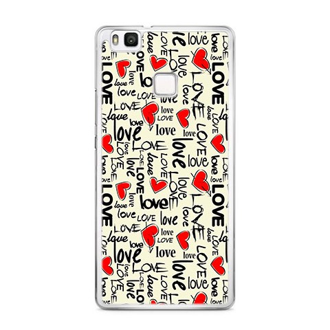 Etui na telefon Huawei P9 Lite - czerwone serduszka Love.