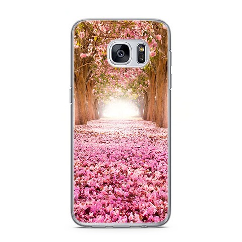 Etui na telefon Samsung Galaxy S7 - różowe liście w parku.
