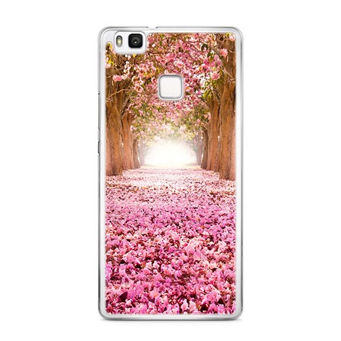 Etui na telefon Huawei P9 Lite - różowe liście w parku.