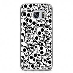Etui na telefon Samsung Galaxy S7 - czarno - białe czaszki.