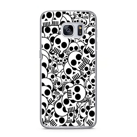 Etui na telefon Samsung Galaxy S7 - czarno - białe czaszki.