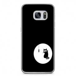 Etui na telefon Samsung Galaxy S7 - czarny kotek.