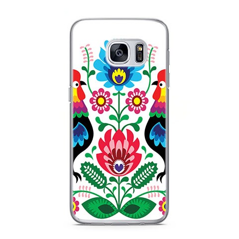Etui na telefon Samsung Galaxy S7 - łowickie wzory kwiaty.