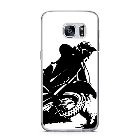 Etui na telefon Samsung Galaxy S7 Edge - czarno biały motocykl.