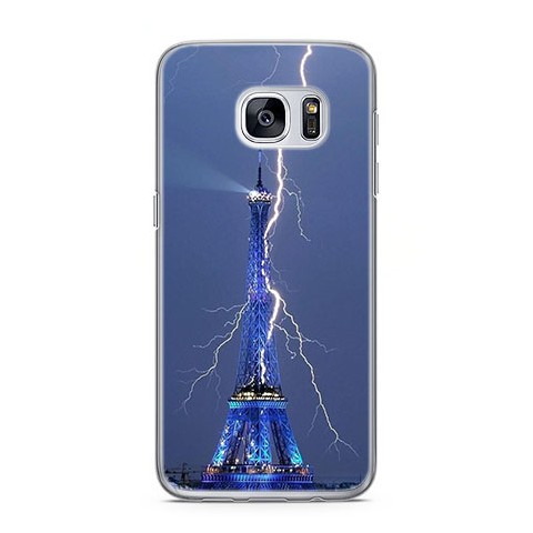 Etui na telefon Samsung Galaxy S7 Edge - Wieża Eiffla z błyskawicą.