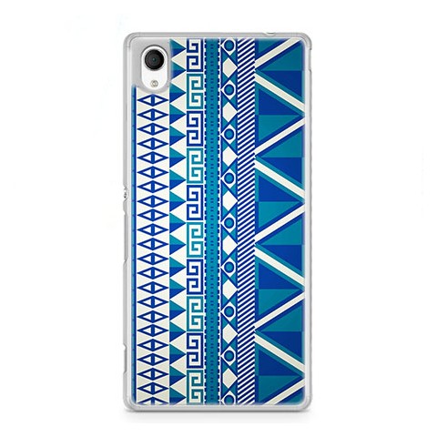 Etui na telefon Sony Xperia XA - niebieski wzór aztecki.