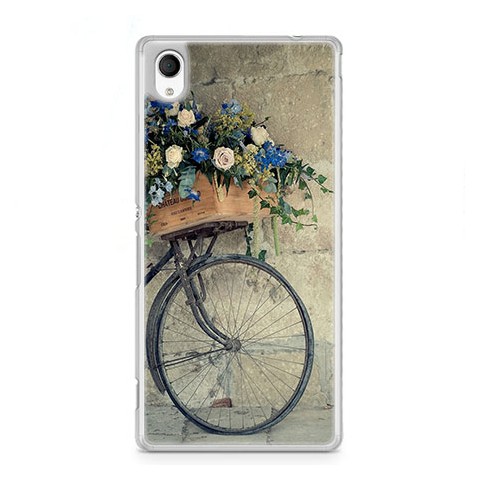 Etui na telefon Sony Xperia XA - rower z kwiatami.