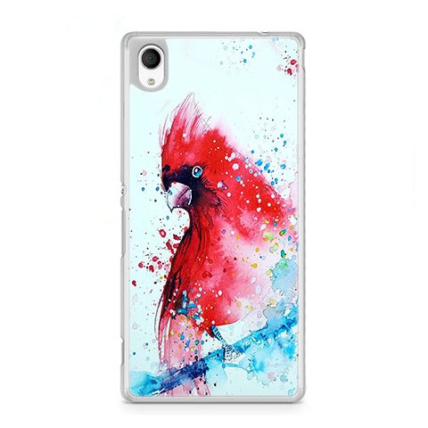 Etui na telefon Sony Xperia XA - czerwona papuga watercolor.