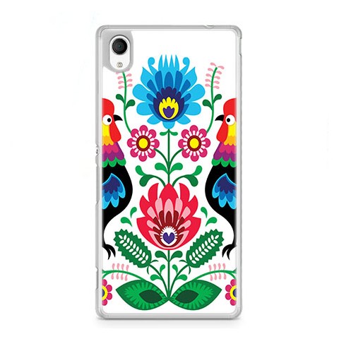 Etui na telefon Sony Xperia XA - łowickie wzory kwiaty.