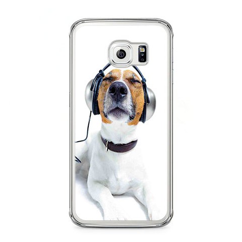 Etui na telefon Samsung Galaxy S6 - pies słuchający muzyki.
