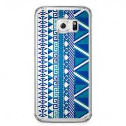 Etui na telefon Samsung Galaxy S6 - niebieski wzór aztecki.