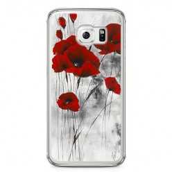 Etui na telefon Samsung Galaxy S6 - czerwone kwiaty maki.