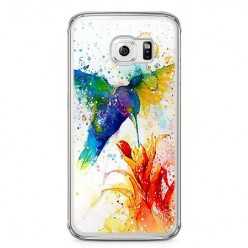 Etui na telefon Samsung Galaxy S6 - niebieski koliber watercolor.