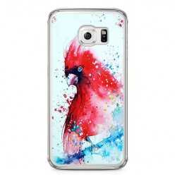 Etui na telefon Samsung Galaxy S6 - czerwona papuga watercolor.