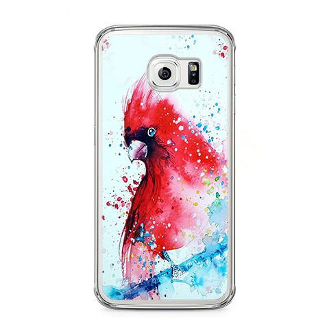 Etui na telefon Samsung Galaxy S6 - czerwona papuga watercolor.