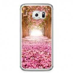 Etui na telefon Samsung Galaxy S6 - różowe liście w parku.