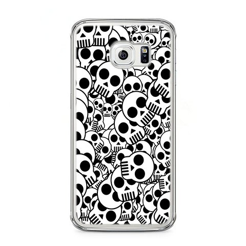 Etui na telefon Samsung Galaxy S6 - czarno - białe czaszki.
