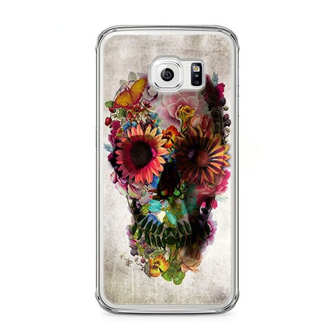 Etui na telefon Samsung Galaxy S6 - kwiatowa czaszka.
