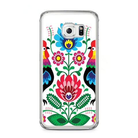 Etui na telefon Samsung Galaxy S6 - łowickie wzory kwiaty.