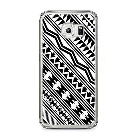 Etui na telefon Samsung Galaxy S6 Edge - biały wzór Aztecki.