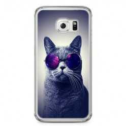 Etui na telefon Samsung Galaxy S6 Edge - kot w okularach galaktyka.