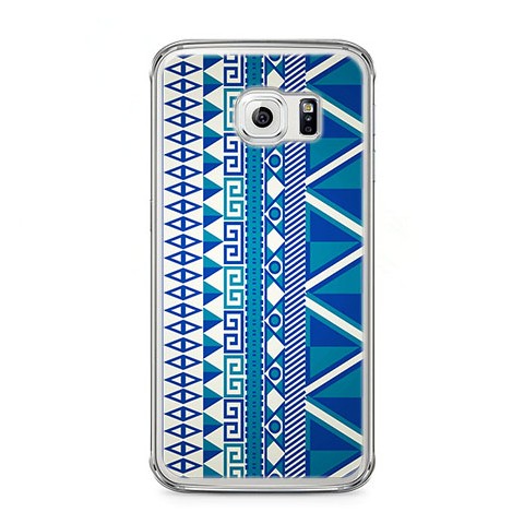 Etui na telefon Samsung Galaxy S6 Edge - niebieski wzór aztecki.