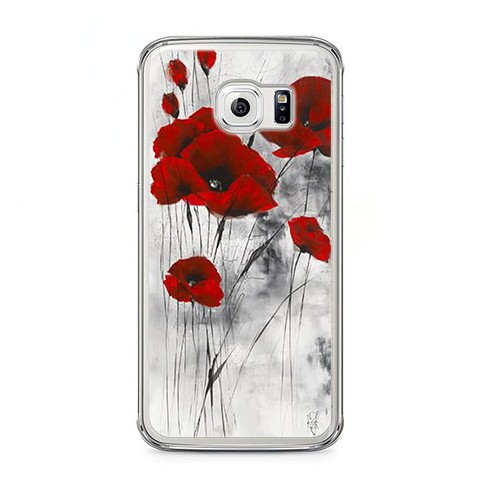Etui na telefon Samsung Galaxy S6 Edge - czerwone kwiaty maki.