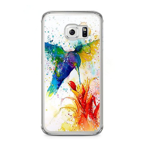 Etui na telefon Samsung Galaxy S6 Edge - niebieski koliber watercolor.