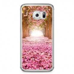 Etui na telefon Samsung Galaxy S6 Edge - różowe liście w parku.