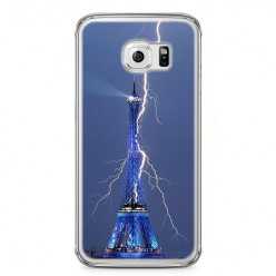Etui na telefon Samsung Galaxy S6 Edge - Wieża Eiffla z błyskawicą.