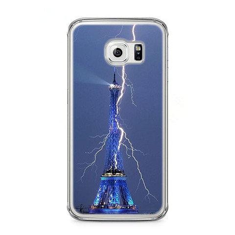 Etui na telefon Samsung Galaxy S6 Edge - Wieża Eiffla z błyskawicą.