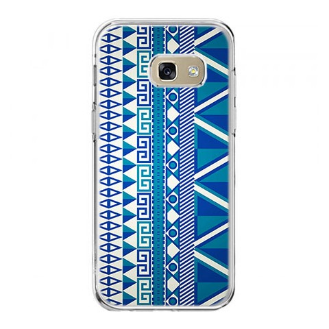 Etui na telefon Galaxy A5 2017 (A520) - niebieski wzór aztecki.