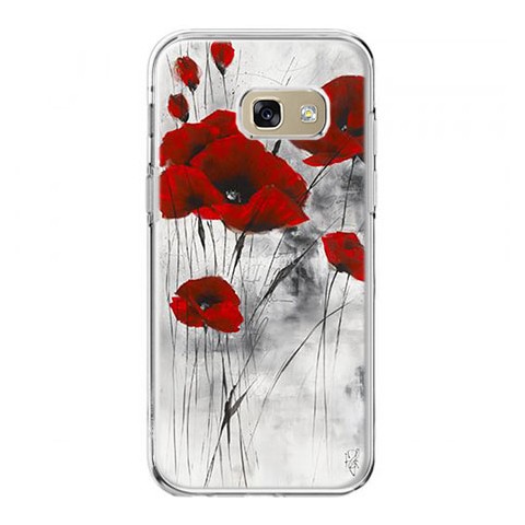 Etui na telefon Galaxy A5 2017 (A520) - czerwone kwiaty maki.
