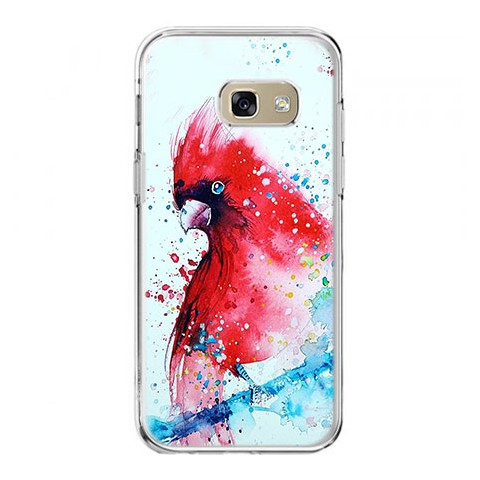 Etui na telefon Galaxy A5 2017 (A520) - czerwona papuga watercolor.