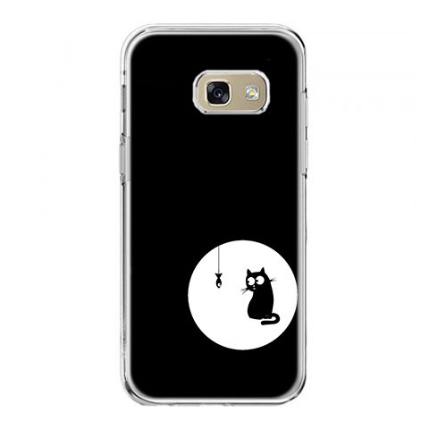 Etui na telefon Galaxy A5 2017 (A520) - czarny kotek.