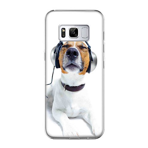 Etui na telefon Samsung Galaxy S8 - pies słuchający muzyki.