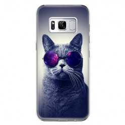 Etui na telefon Samsung Galaxy S8 - kot w okularach galaktyka.