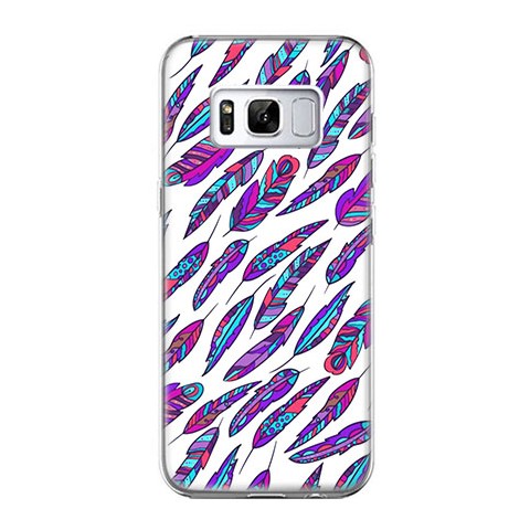 Etui na telefon Samsung Galaxy S8 - fioletowe pióra.