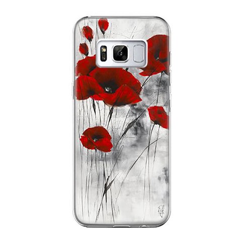Etui na telefon Samsung Galaxy S8 - czerwone kwiaty maki.