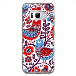 Etui na telefon Samsung Galaxy S8 - łowickie wzory ptaszki.