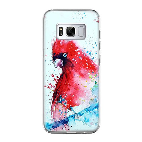 Etui na telefon Samsung Galaxy S8 - czerwona papuga watercolor.