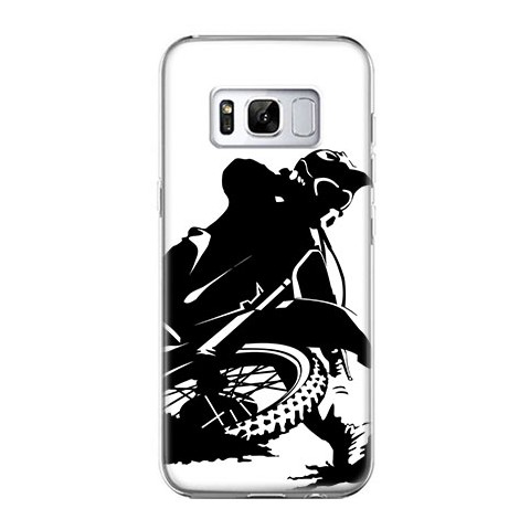 Etui na telefon Samsung Galaxy S8 - czarno biały motocykl.