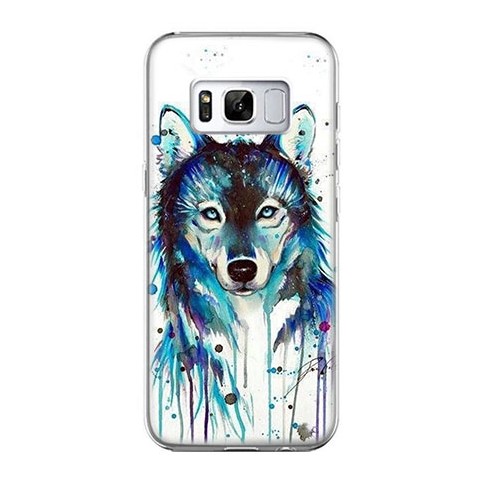 Etui na telefon Samsung Galaxy S8 - niebieski wilk watercolor.