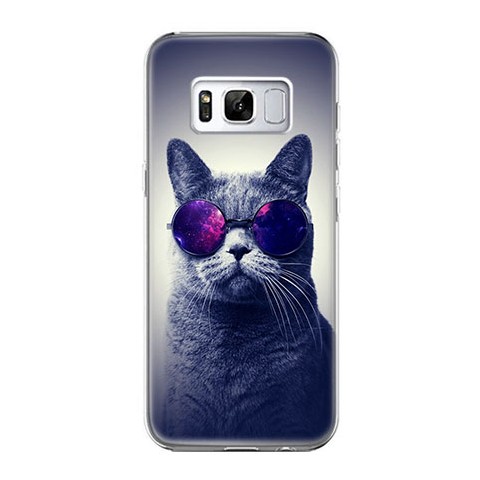 Etui na telefon Samsung Galaxy S8 Plus - kot w okularach galaktyka.