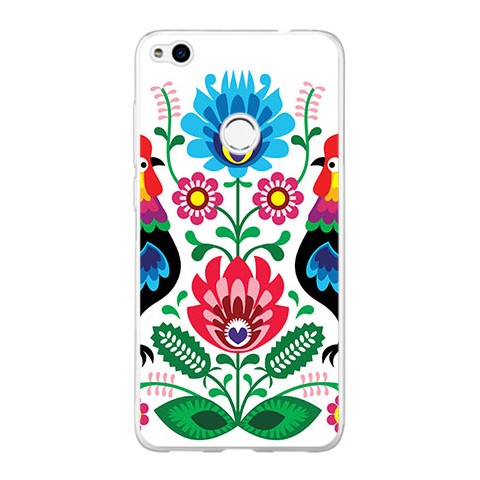 Etui na telefon Huawei P9 Lite 2017 - łowickie wzory kwiaty.