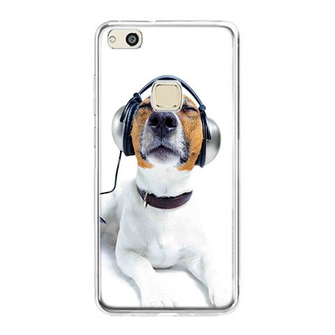 Etui na telefon Huawei P10 Lite - pies słuchający muzyki.