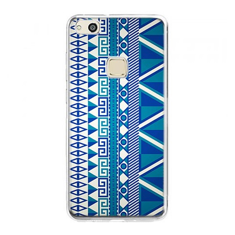 Etui na telefon Huawei P10 Lite - niebieski wzór aztecki.