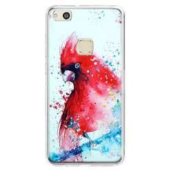 Etui na telefon Huawei P10 Lite - czerwona papuga watercolor.