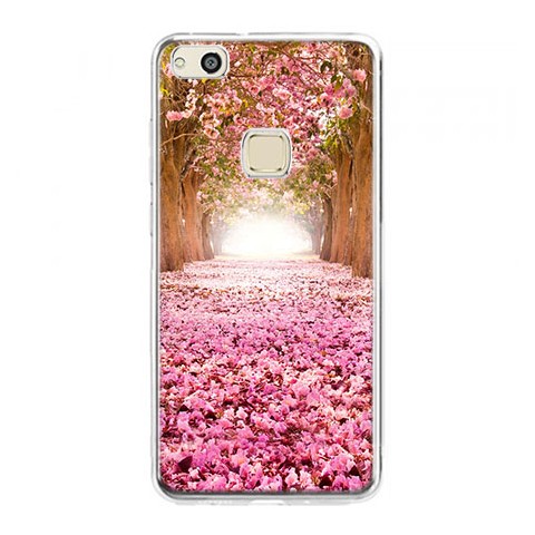Etui na telefon Huawei P10 Lite - różowe liście w parku.