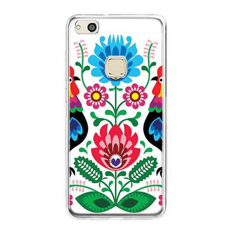 Etui na telefon Huawei P10 Lite - łowickie wzory kwiaty.